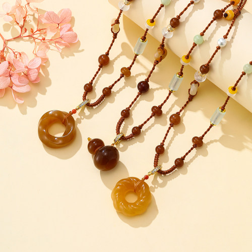 新中式阿富汗玉葫芦扭转乾坤项链