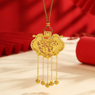 天子门生流苏锁包编织绳项链时尚气质2025新款龙凤镂空设计毛衣链