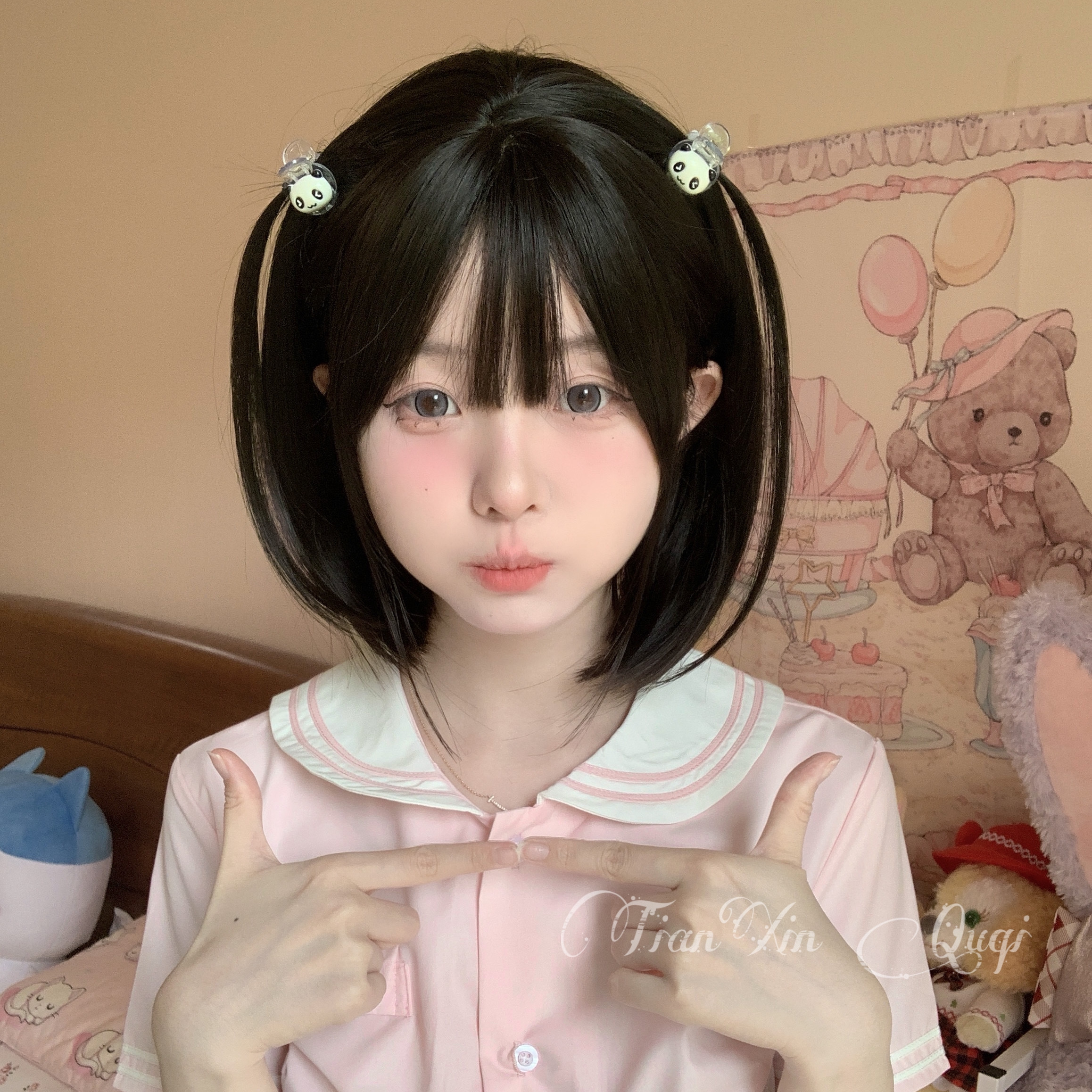 bobo头假发甜心曲奇原创平刘海短