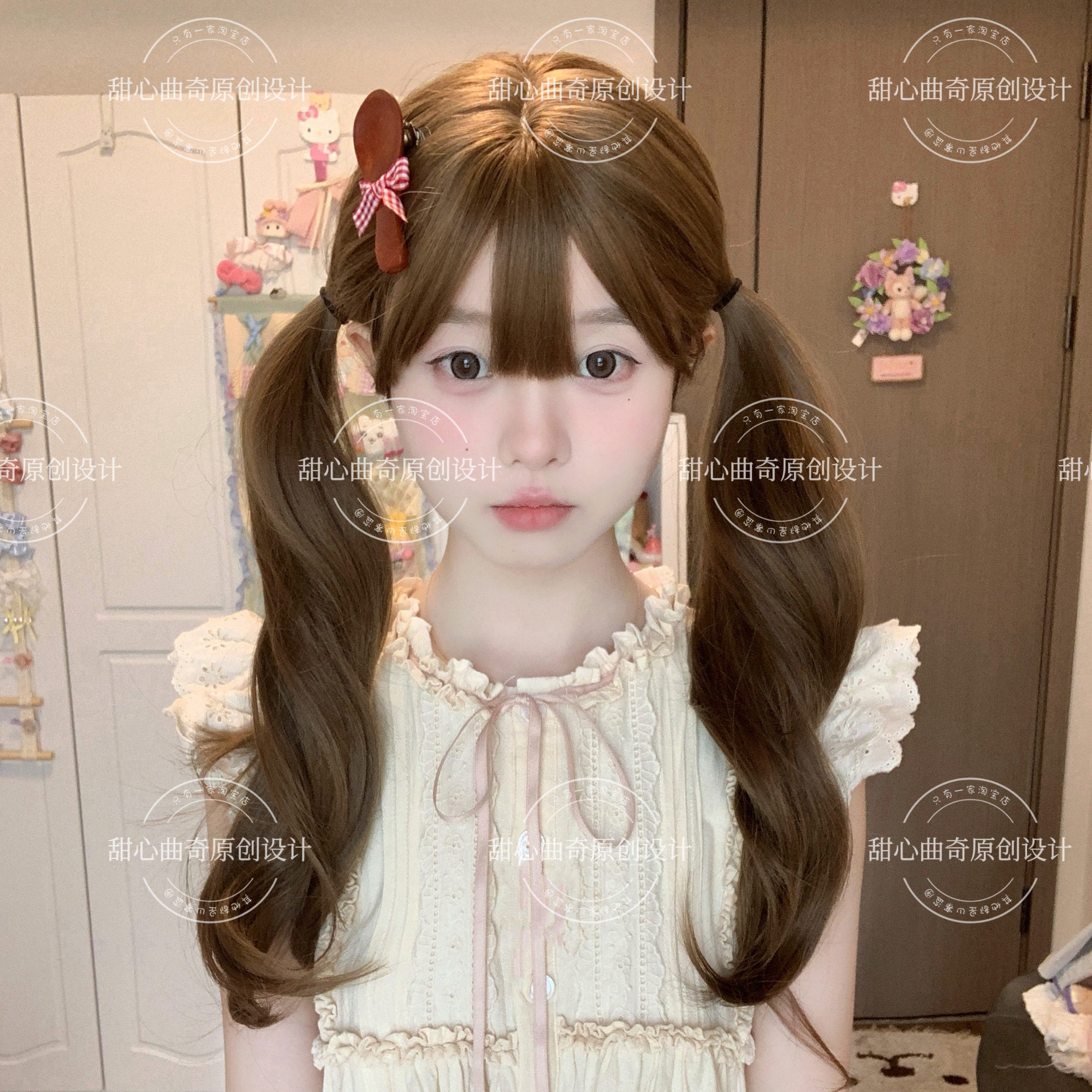 甜心曲奇原创设计假发日常卷发双马尾Lolita逼真jk软妹可爱平刘海