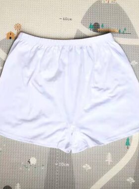 中老年男士纯白色高腰全纯棉精梳汗布 加肥加大 平角四角内裤