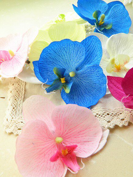 韩版时尚女唯美蝴蝶兰头花拍照写真仿真花度假饰品发卡发夹