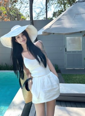夏媛原创 夏天太好搭配了！亚麻白色半身裙高腰A字短裙百搭显瘦裙