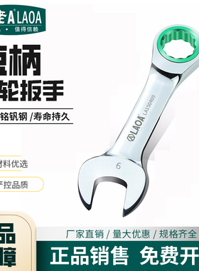 老A铬钒钢迷你两用棘轮扳手双头短柄棘轮开口快速扳手LA150455
