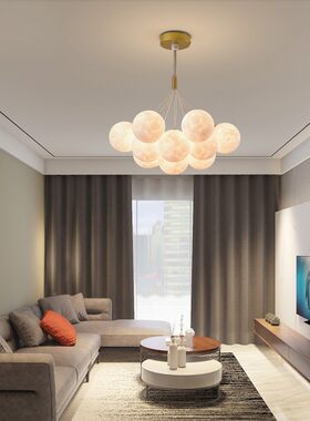 大观园卧室吊灯北欧灯具创意月球泡泡灯客厅餐厅儿童房星球灯001