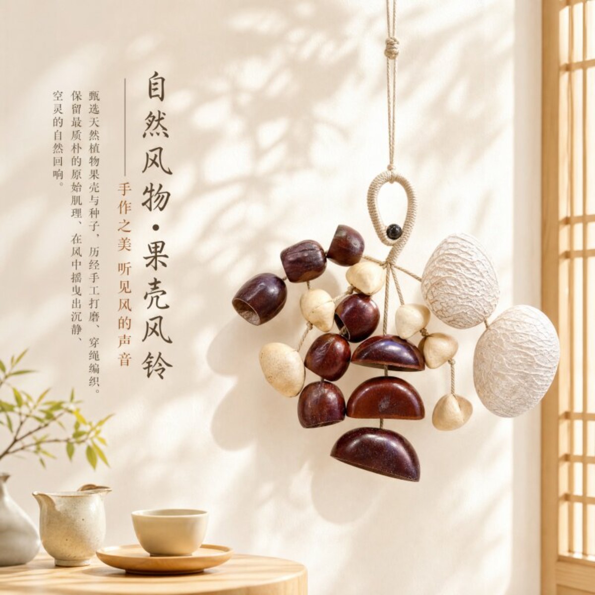 治愈系挂件天然果壳挂铃手摇铃豆风铃及配件