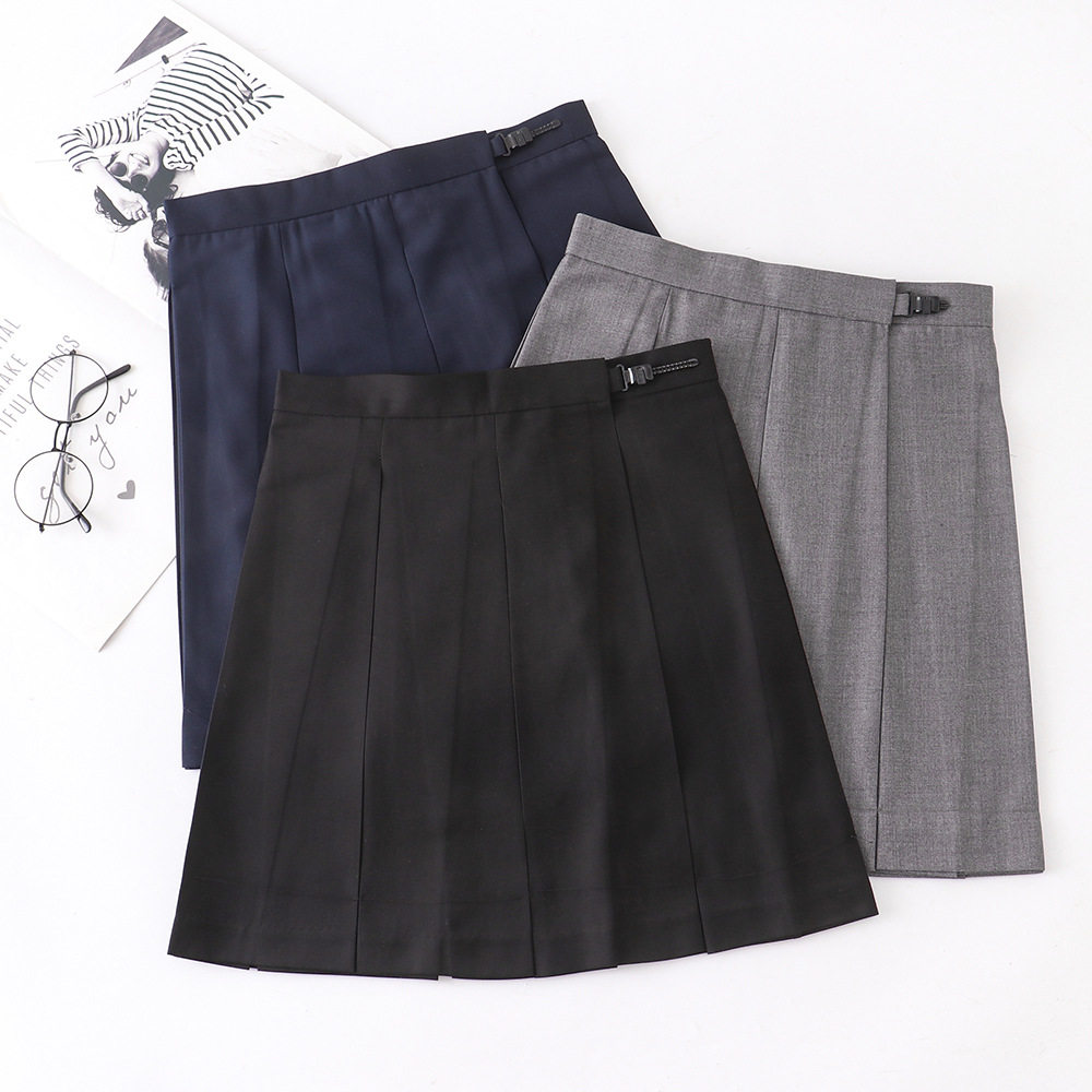 箱褶学院风绀色半身裙jk制服