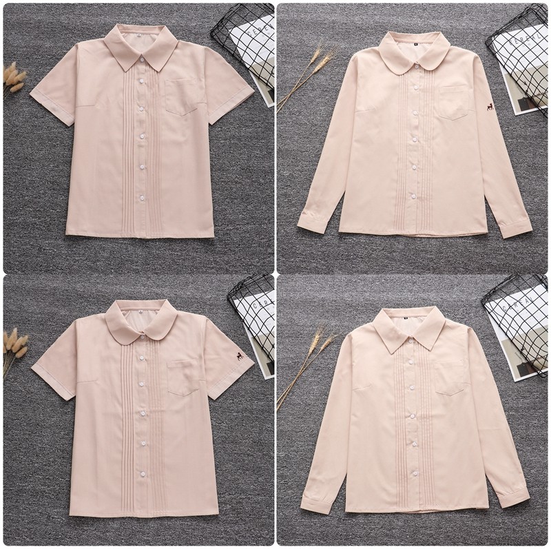 小鹿森林圆领丸襟jk制服短袖衬衫