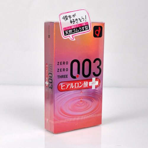 日本本土冈本003透明质酸玻尿酸保湿润滑0.03mm超薄芦荟10只装
