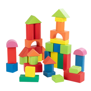 儿童100大颗粒积木拼装玩具益智力实木质宝宝幼儿园早教木质40颗