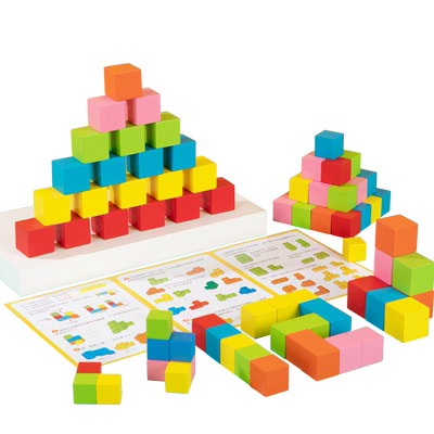 正方体积木木质数学教具玩具