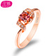 原创设计纯天然无暇红碧玺戒指粉色宝石指环足925银玫瑰金固定圈