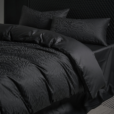 豹纹轻奢高级感100s色织提花四件套全棉纯棉床单被套斑马床上用品