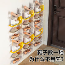 Shoe cabinet storage shoe artifact adjustable shoe shelf save space shoe holder double layer slipper shelf layered shoe shelf