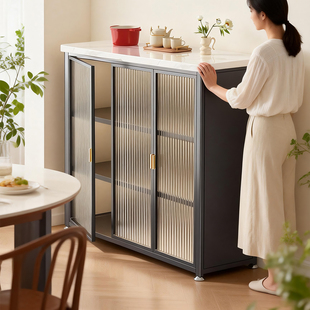 佳帮手岩板厨房置物架落地多层靠墙一体多功能餐边收纳柜储物橱柜