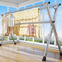 佳帮手2025晾衣架落地折叠家用阳台室外伸缩凉衣杆室内晒被子神器