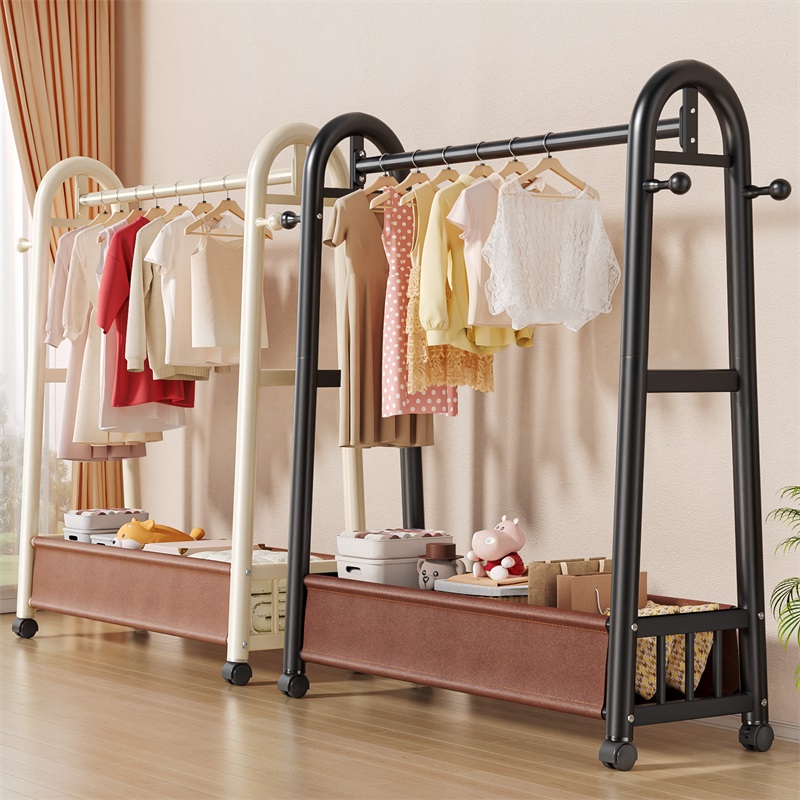 佳帮手2025加粗挂衣架落地卧室家用简易衣帽架可移动晒晾衣服架子