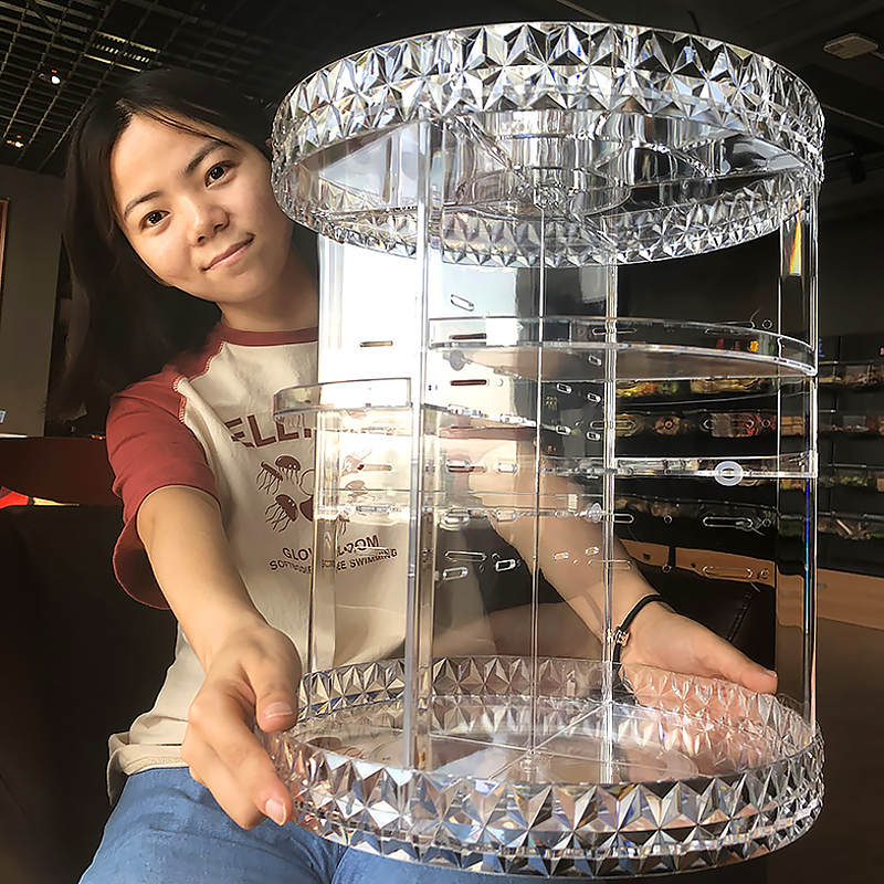 佳幫手旋轉化妝品收納盒亞克力梳妝臺口紅護膚品桌面置物架宿舍刷