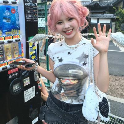 可爱漫画星星涂鸦印花短袖t恤女