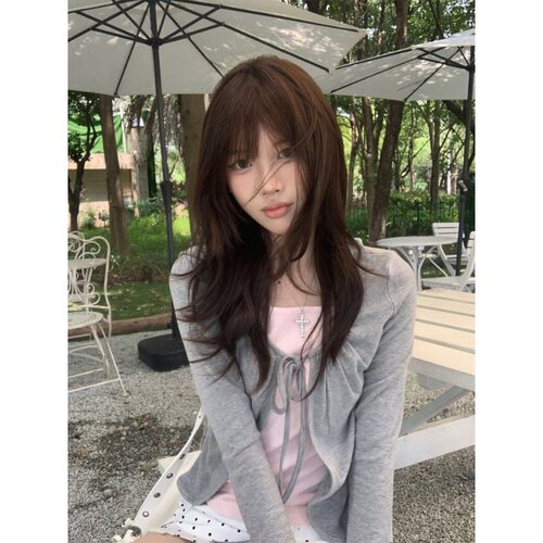 【宋正恩】撞色假两件长袖上衣女
