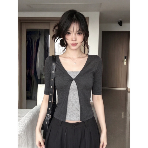 【LaaReeToo】拼接小众中袖T恤女