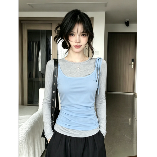 【红人馆】两件套背心叠穿T恤女