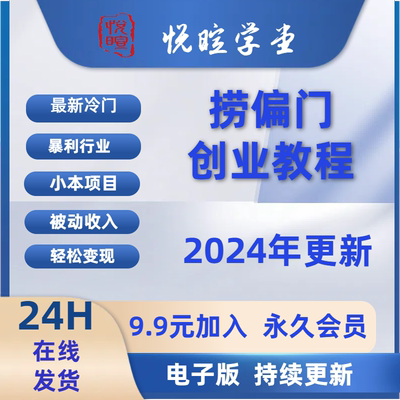 冷门偏门小本创业项目偏门项目教程视频2024更新躺赚副业睡后收入