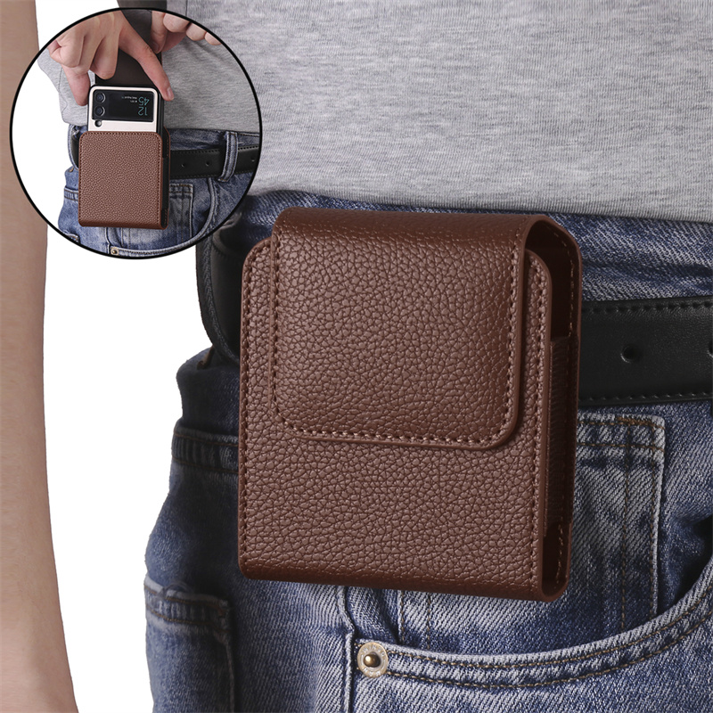 华为P50宝盒pocket S手机腰包适用pocket2穿皮带挂腰皮套真皮壳男