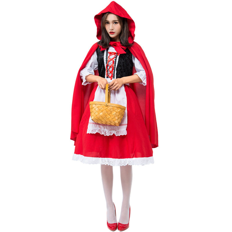 万圣节成人小红帽cosplay服装红色女仆装扮童话故事舞台剧演出服图片