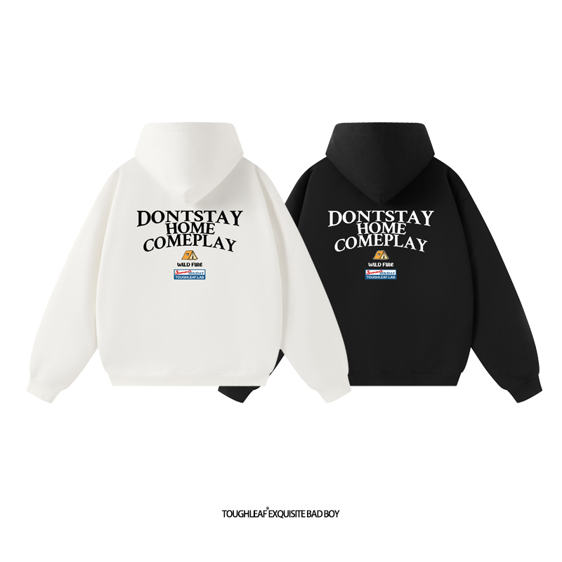 toughleaf(毛圈抓毛)(不加绒)500g重磅帐篷印花情侣连帽卫衣男女