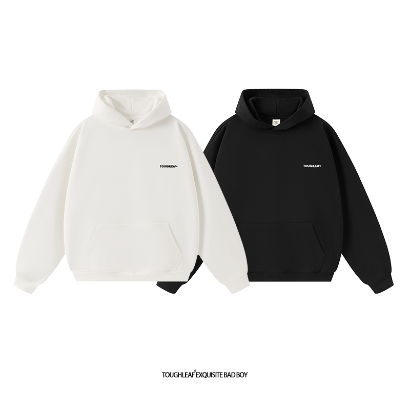 toughleaf(毛圈抓毛)(不加绒)500g重磅标语印花情侣连帽卫衣男女