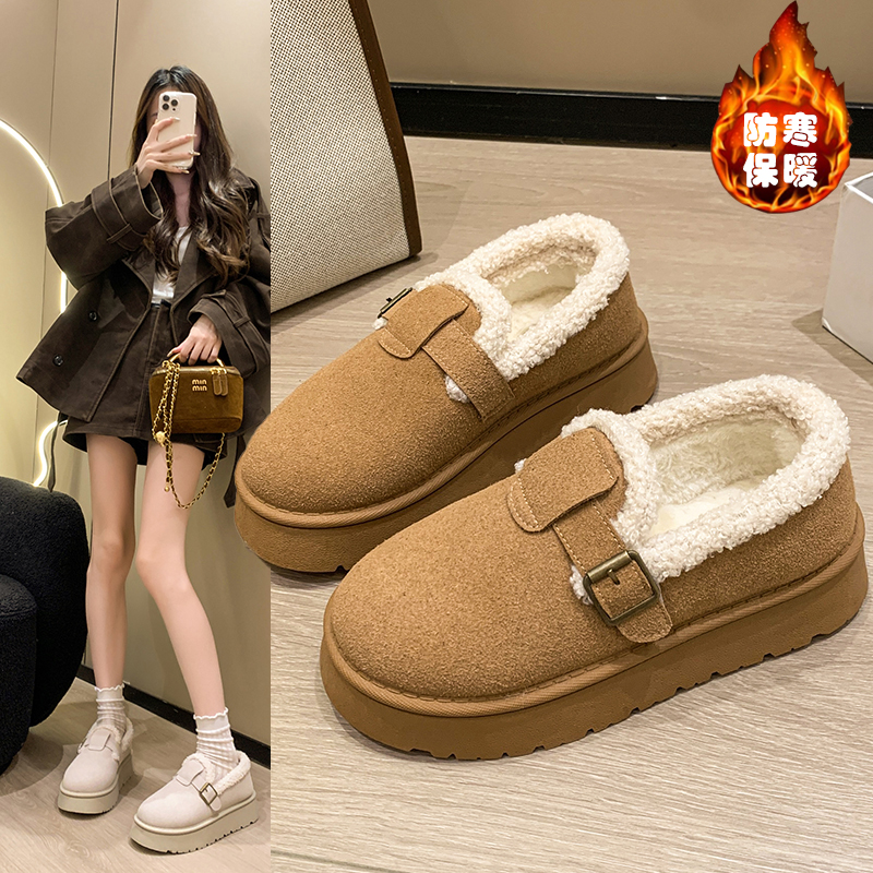 棉鞋女加绒2025冬季新款雪地靴女休闲厚底保暖勃肯鞋舒适百搭女鞋