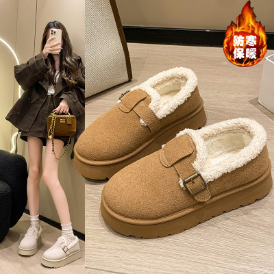 棉鞋女加绒2025冬季新款雪地靴女休闲厚底保暖勃肯鞋舒适百搭女鞋