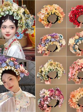 今世戴花 双面簪花发箍日常汉服配饰高颜值花环头箍立体拍照发饰