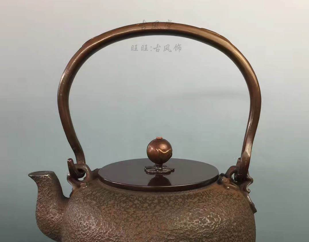 左右肩铜手柄把手/铸铁茶壶手把/煮茶壶铜提手/日本老铁壶铜提梁