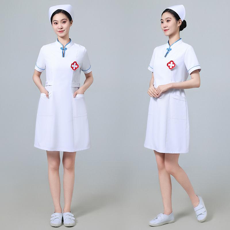 白色短袖新款美容院服装护士服女图片