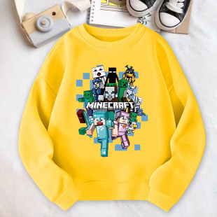 儿童装 mc我 上衣服秋季 秋冬加绒卫衣Minecraft男女童打底衫 世界