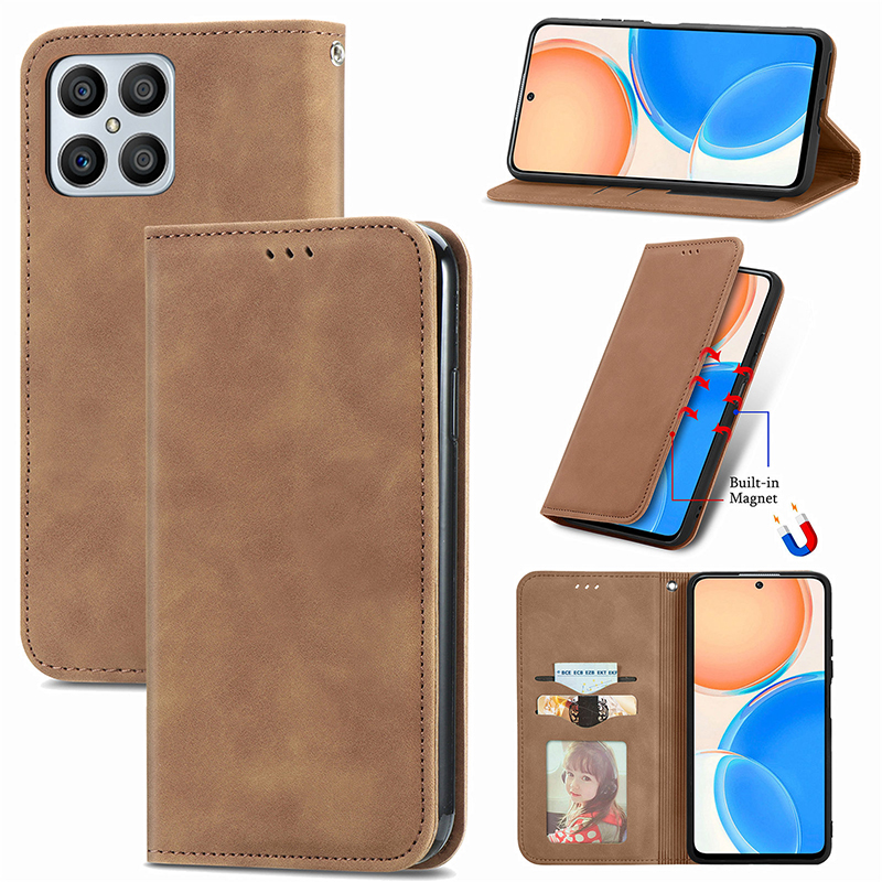 适用OPPOReno8仿皮纯色自吸皮套