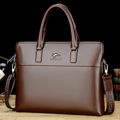 单肩包斜挎包休闲商务公文包男士 正品 袋鼠真皮男包横款 包包牛皮