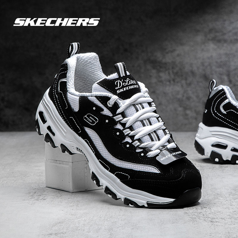 斯凯奇女鞋经典黑白熊猫鞋春季休闲运动加绒老爹鞋66666179