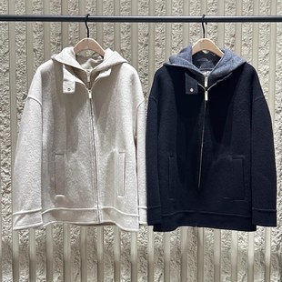 MO正品2025冬新品双面呢毛呢外套假两件MBE4COT061