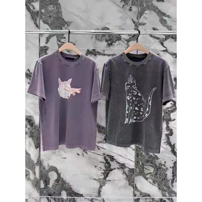 春品阿苏特染长绒棉烫钻猫T恤