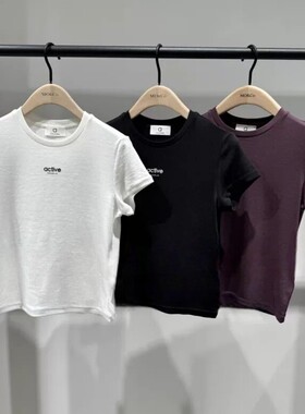 【a系列】2026夏新品天丝醋酸短款正肩T恤MBF2TEE007