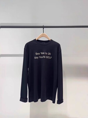 正品2024冬新品棉亚麻舒适肌理斑驳印花长袖T恤衫MBD4TEE011