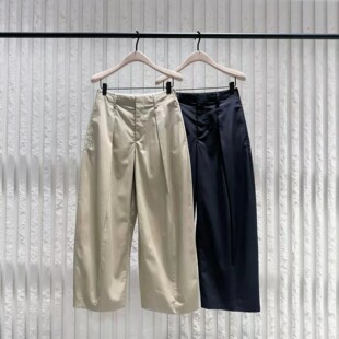 高腰显瘦纯色阔腿棉弯刀八分休闲裤 女MBF2PAT051 新品 2026夏款
