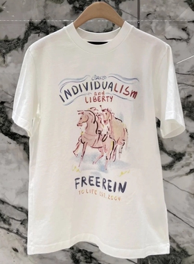 MO2026春新品生肖马年系列彩绘印花棉质新年短袖T恤MBF1TEE021