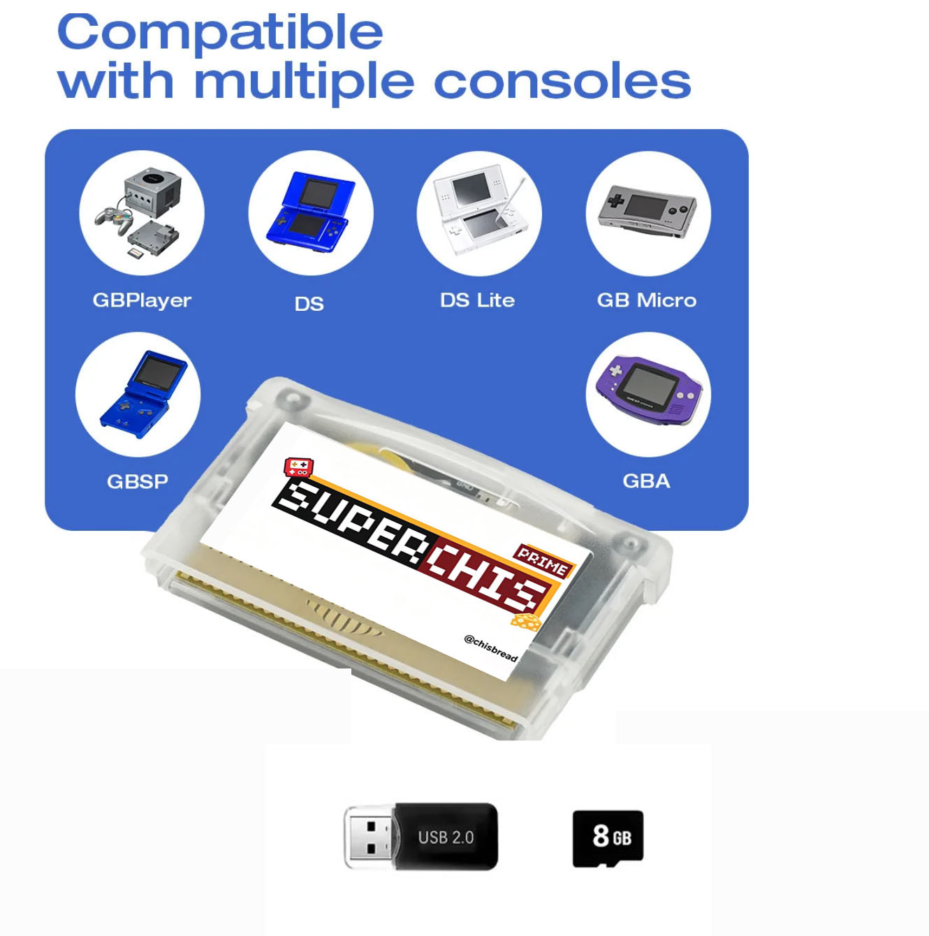 跨境版GBASP烧录卡SuperChis Prime支持GBA,GBASP最新系统fw-0.20