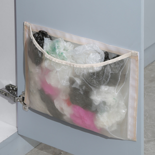 厨房垃圾袋收纳神器装 储物袋大容量柜门魔术贴网兜 塑料袋子壁挂式