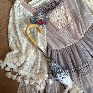 【现货】25版流苏披肩 Lolita洋装中式夏季蕾丝cla系三角巾屁帘