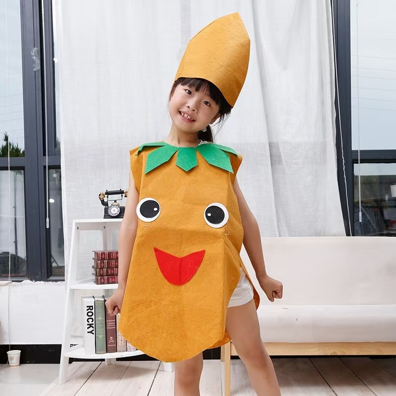 儿童水果蔬菜造型走秀演出衣服芹菜青菜白菜土豆黄瓜蔬菜表演服装
